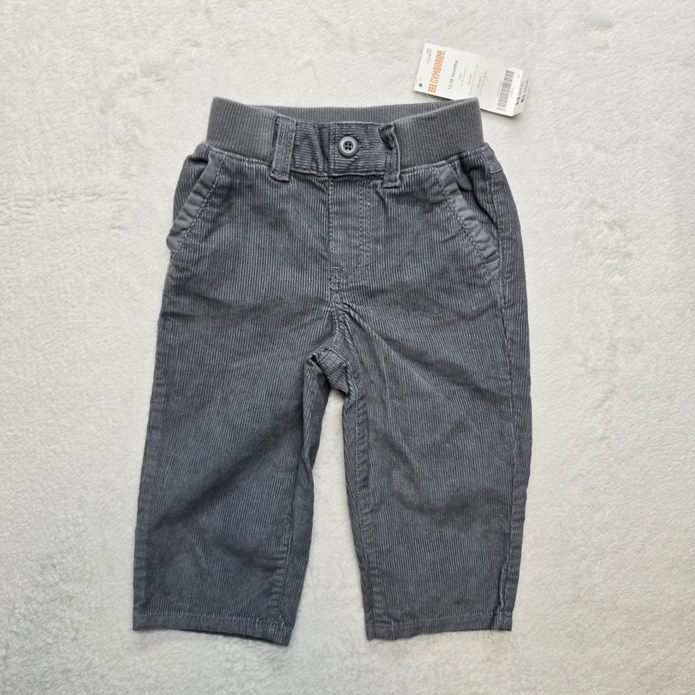 Gymboree Corduroy Pants Gray Straight Elastic Waist‎ Baby 12-18M